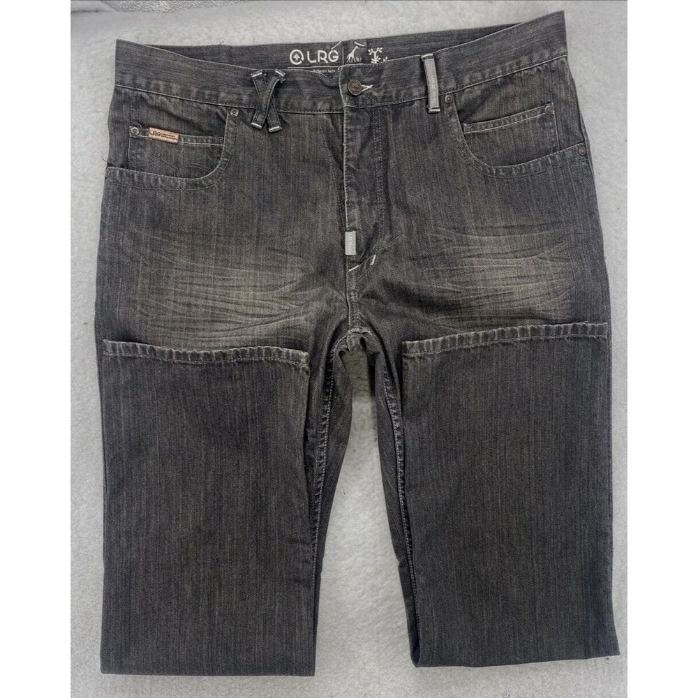 LRG Lifted Research Group Men's 38x34 Black Jeans VTG Y2K Skate Baggy Straight